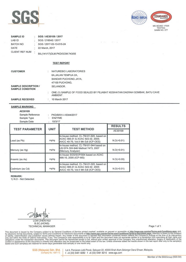 ENZYME TEST Report